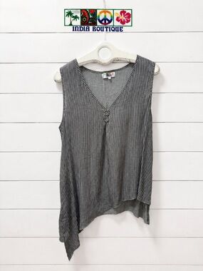 India Boutique – Haut sans manches rayé asymétrique – One Size